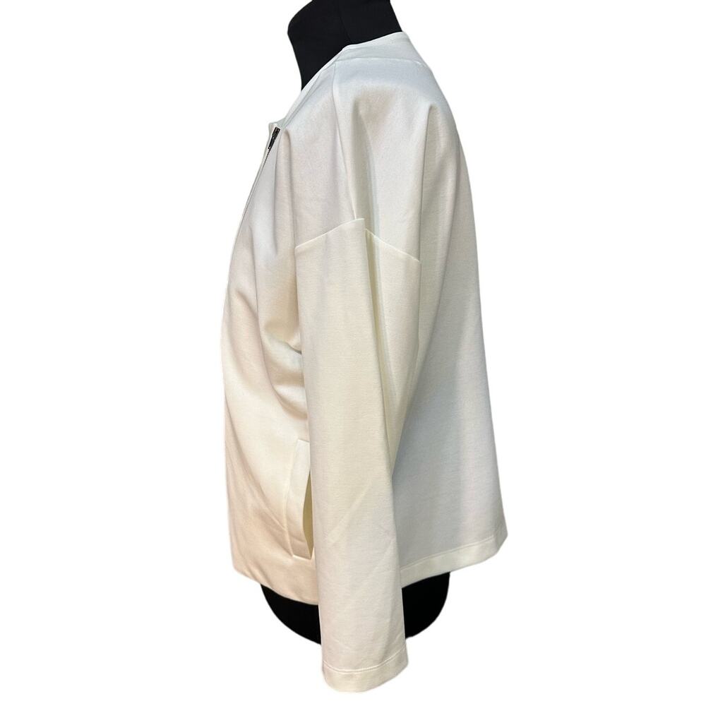Eileen Fisher Asymmetrical Zip Jacket Womens XL White Minimalist Ponte - Picture 3 of 8